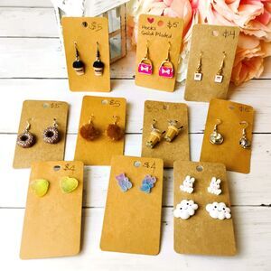 11 NEW Novelty Earrings Coffee, Donuts, Purse, Perfume Resellers Lot/Bundle